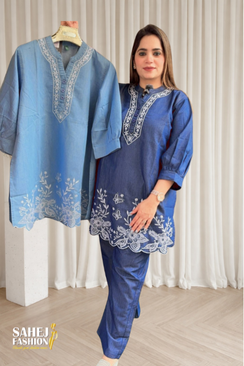 Cotton Denim Plus Size Coord Set