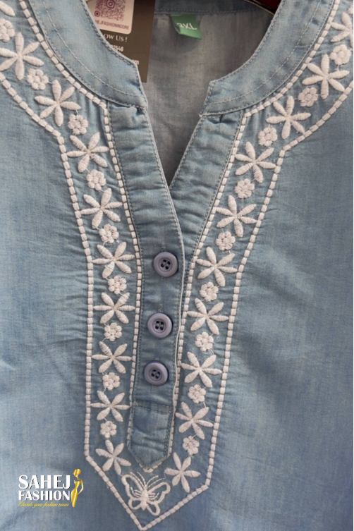 Cotton Denim Plus Size Coord Set - Image 4