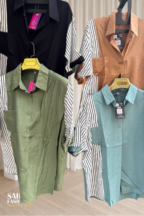 Stylish Solid And Striped Top - Image 2