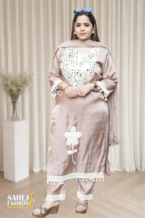 Graceful Blush Brown Suit