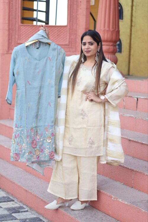 Ethnic Soft Cream Kurta Set