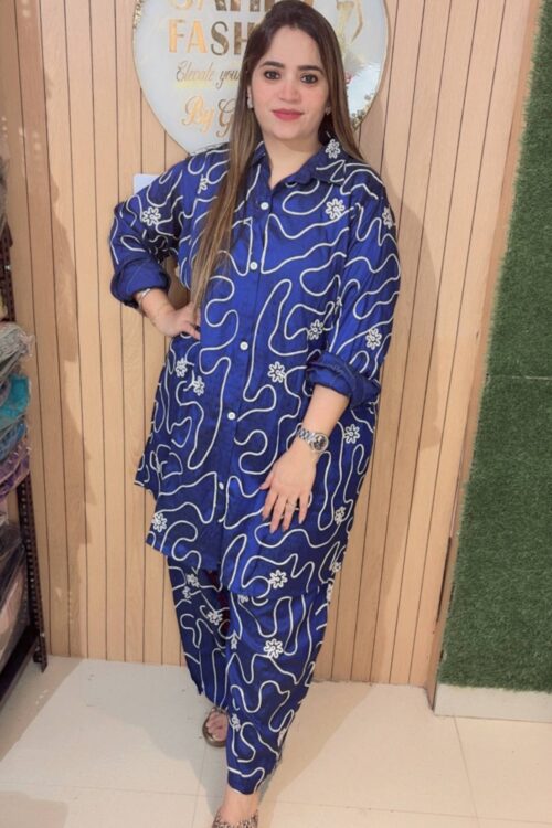 Eye-Catching Navy Blue Co-ord Set