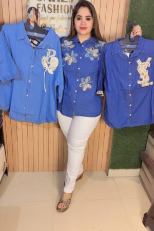 Korean Denim Shirt - Denim Blue, 5XL